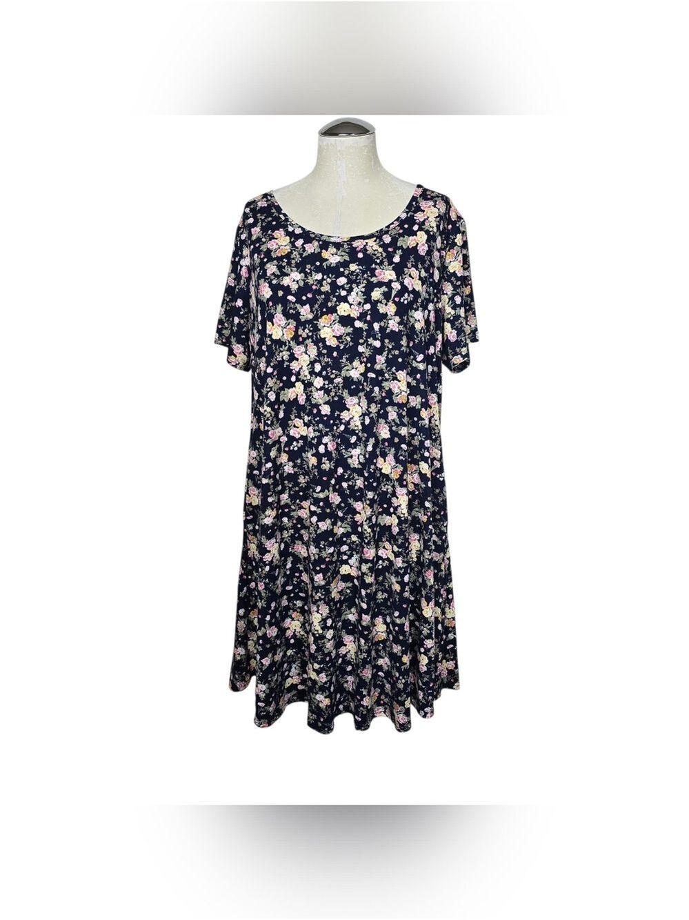 Belaroi Floral Dress Blue Pink Short Sleeves 2X